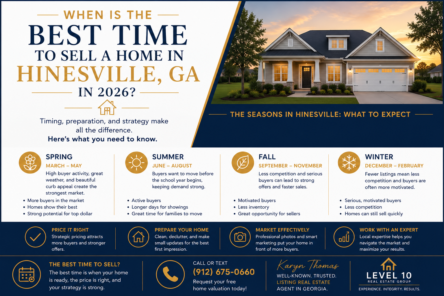 When Is the Best Time to Sell a Home in Hinesville GA in 2026? header image.