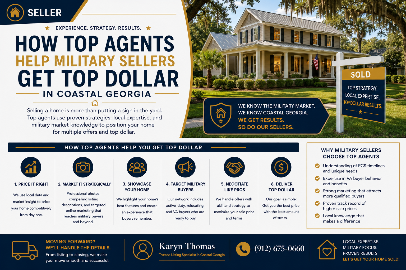 How Top Agents Help Military Sellers Get Top Dollar in Coastal Georgia header image.