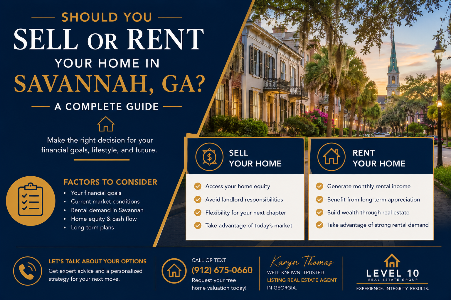 Should You Sell or Rent Your Home in Savannah GA? A Complete Guide header image.