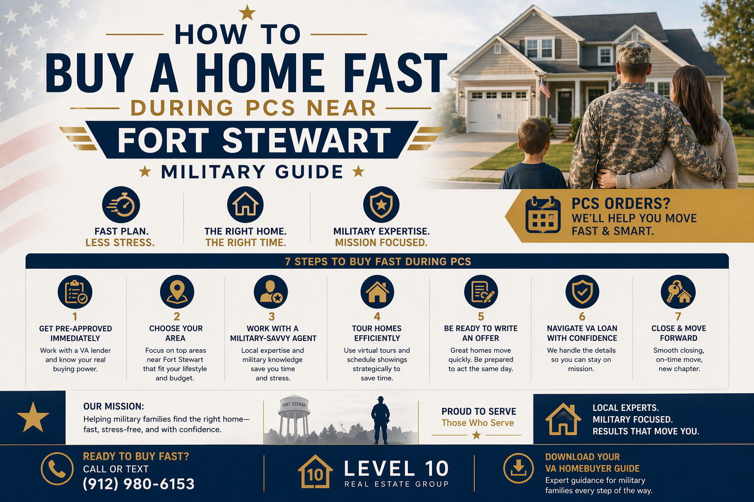 How to Buy a Home Fast During PCS Near Fort Stewart (Military Guide) header image.