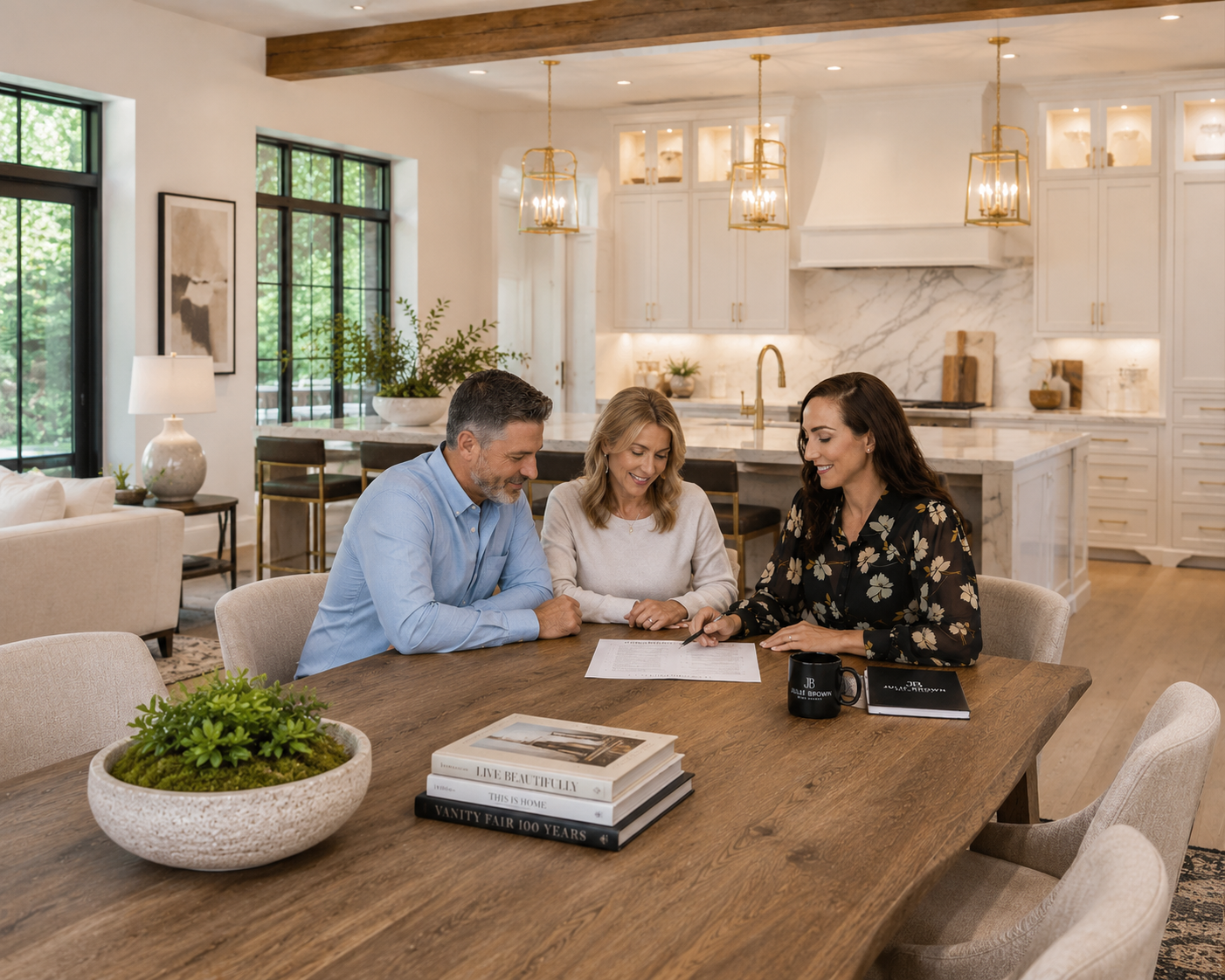 Home sellers reviewing a luxury home sale preparation checklist with a Salem Oregon real estate agent