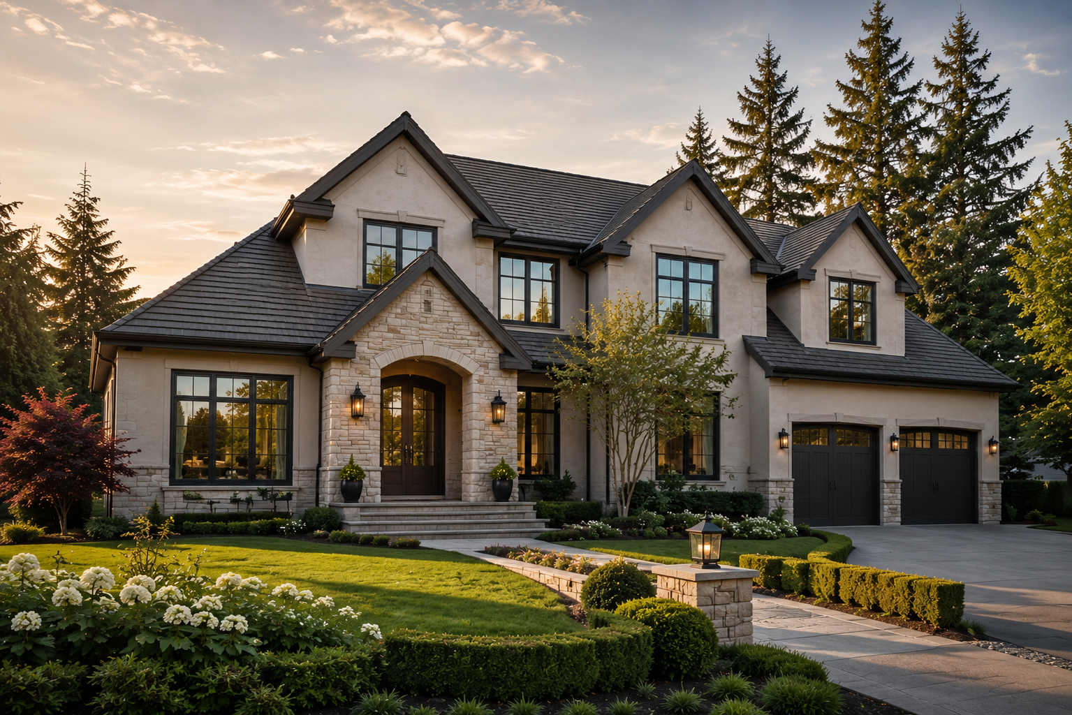 Luxury custom home in South Salem Oregon prepared for sale with professional landscaping and curb appeal 