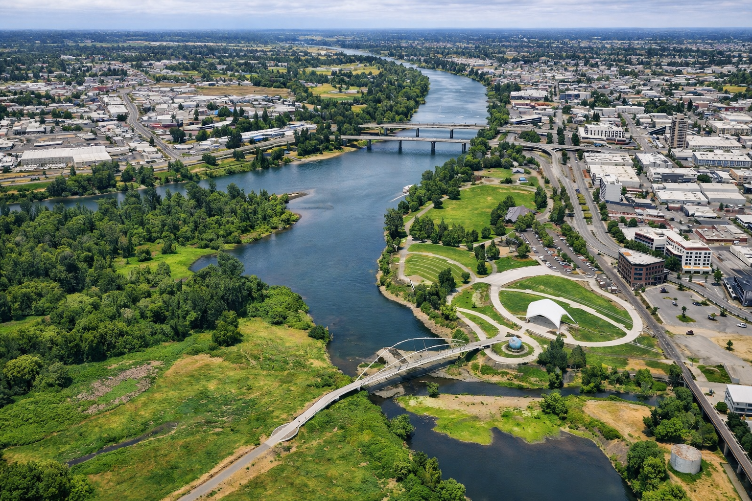 View of the Willamette River and downtown Salem Oregon