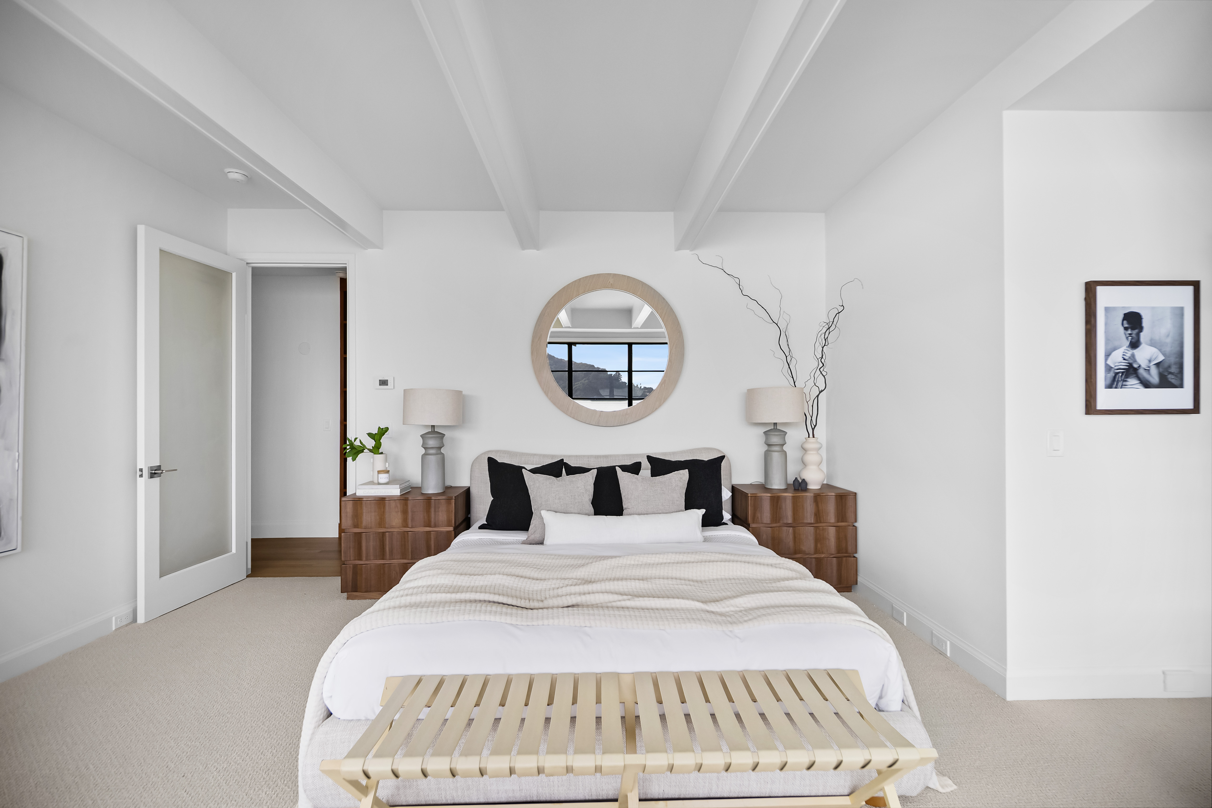 A thoughtfully staged Marin County living room prepared for a spring 2026 listing.
