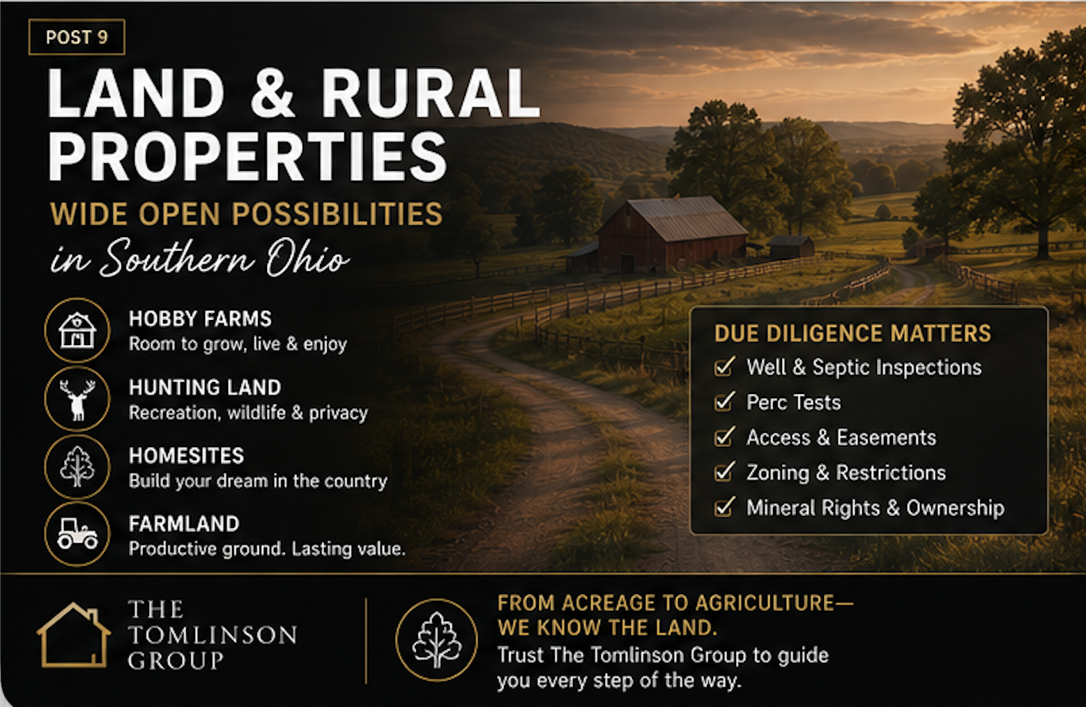 Land and Rural Properties for Sale Near Chillicothe, Ohio header image.