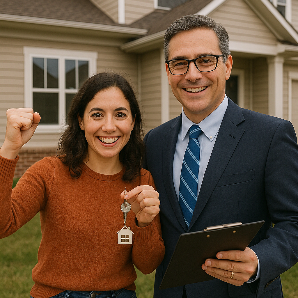 Confident and ready home buyer with their agent
