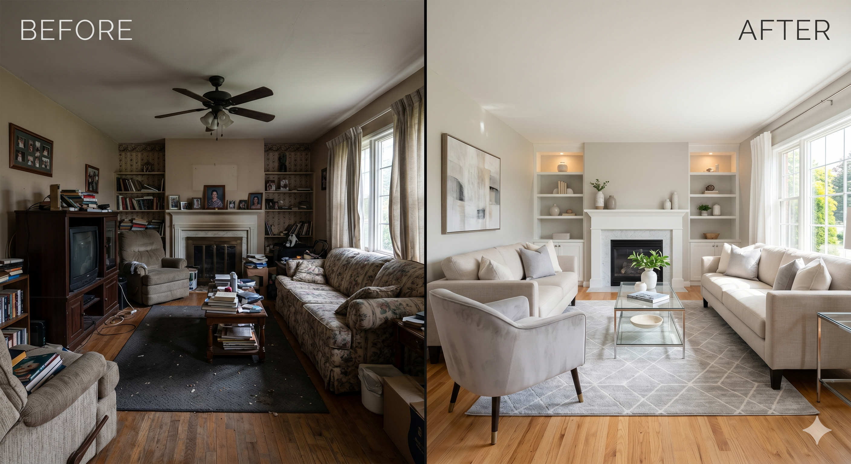 A split-screen 