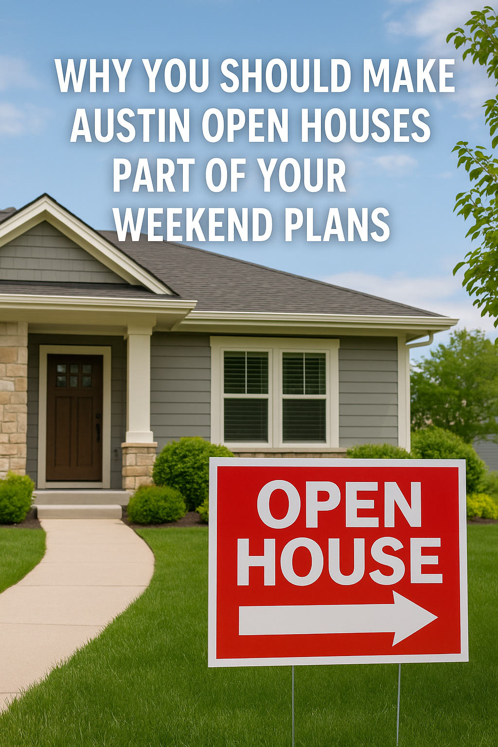 House with open house sign in front of it