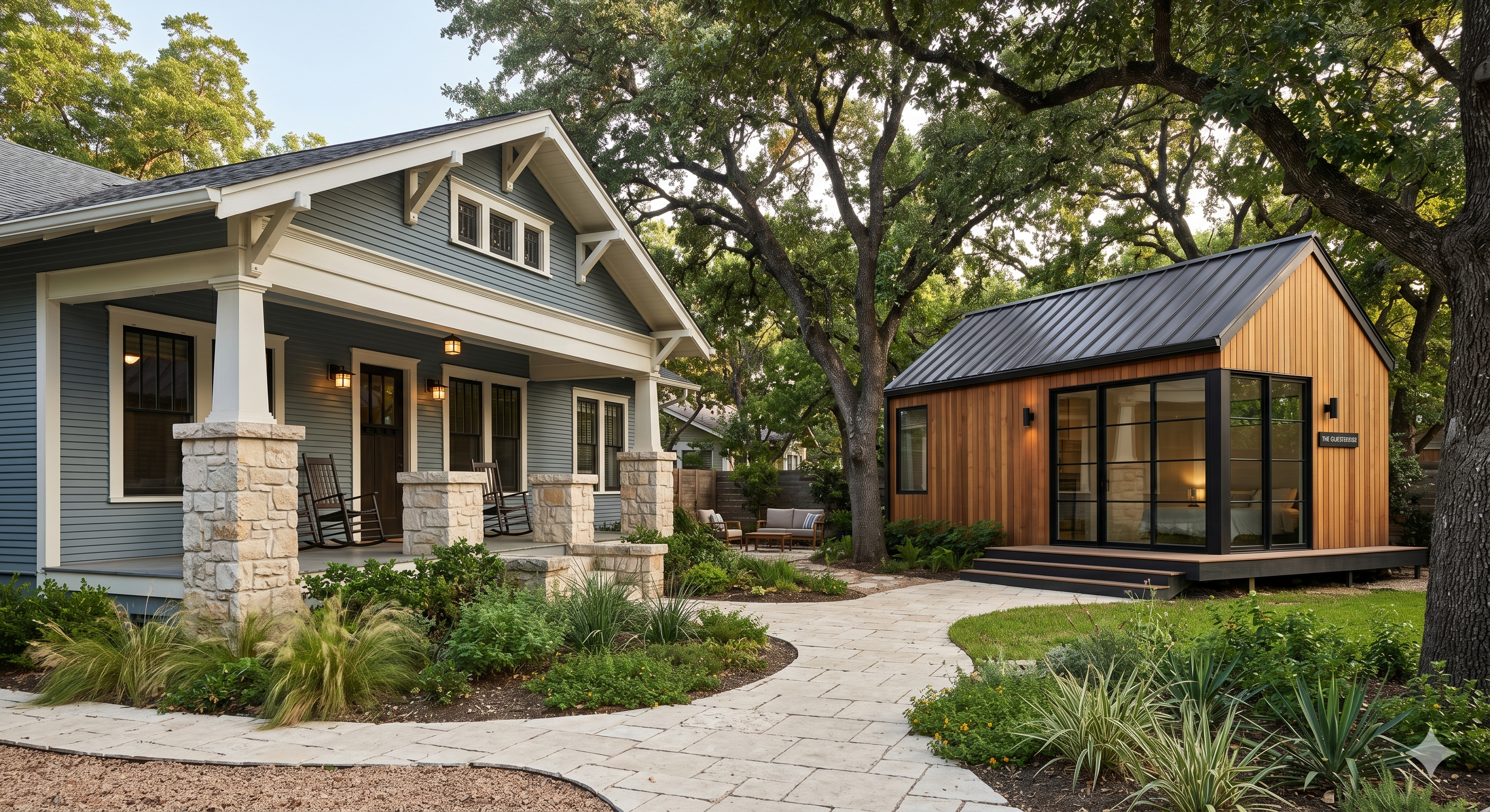 A visual representation of Austin's HOME Act in action, showcasing how smart, high-density residential infill blends with existing neighborhood character.