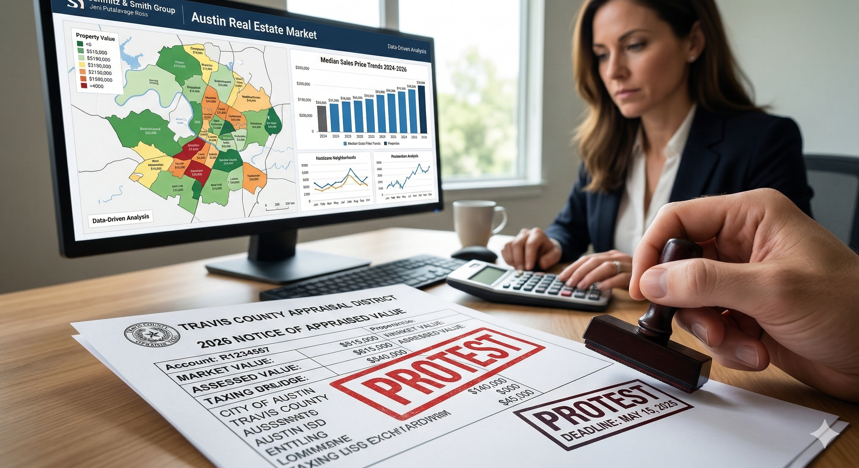 A professional and urgent visual emphasizing the annual window for Austin homeowners to challenge their property tax assessments.