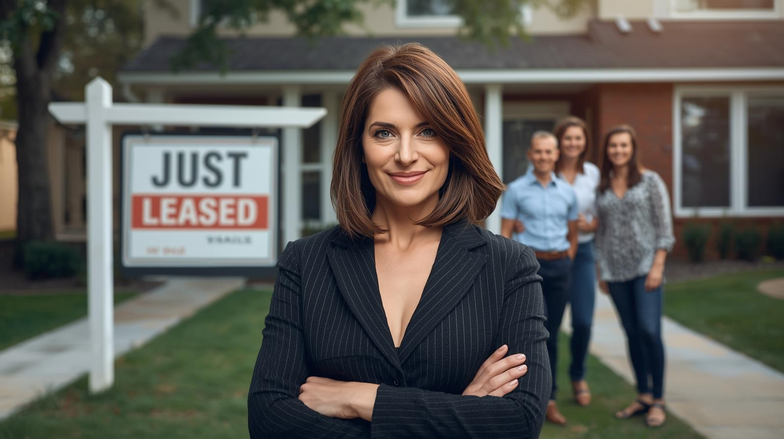 agent with a just leased sign