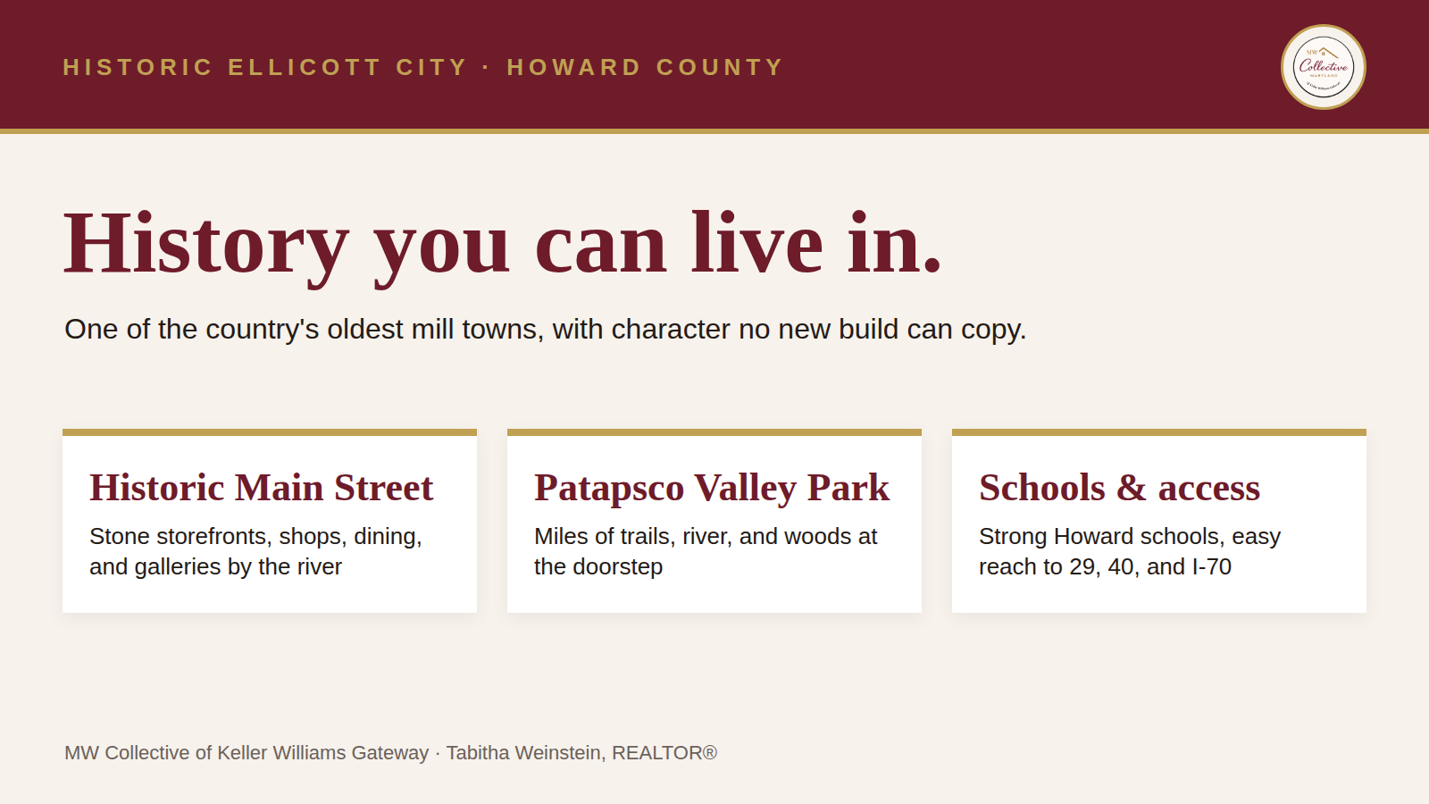 Living in Ellicott City: History, Main Street, and Strong Home Values header image.