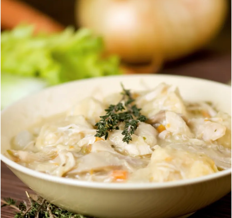 Dolly's Chicken and Dumplings Southern Cooking Recipe header image.