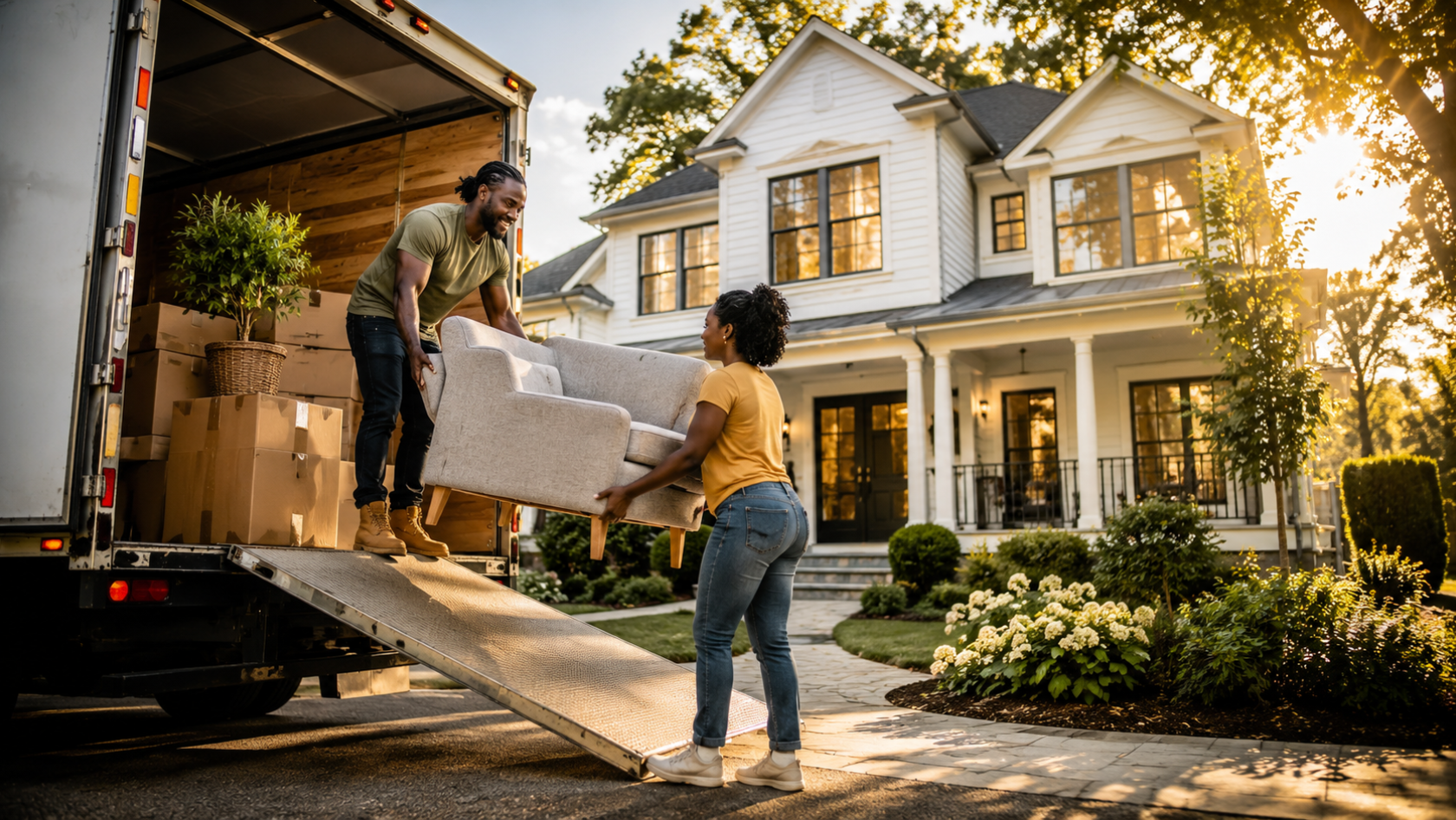 First-time homebuyers moving into a home in Mansfield, Ohio