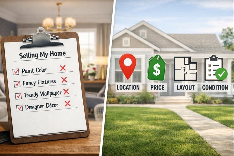 Home seller checklist comparing cosmetic upgrades with location, price, layout, and condition in Mansfield, Ohio