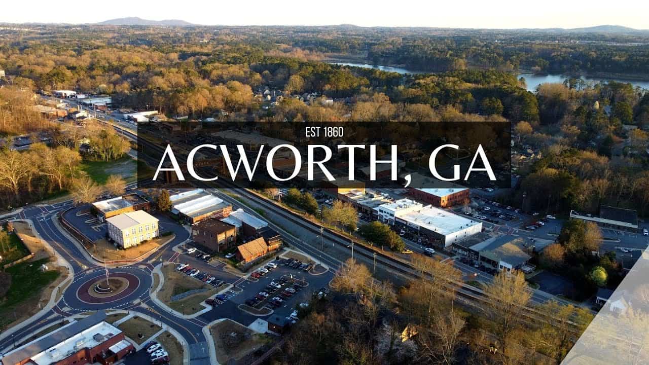 Historic Downtown Acworth with brick sidewalks, boutique shops, and dining