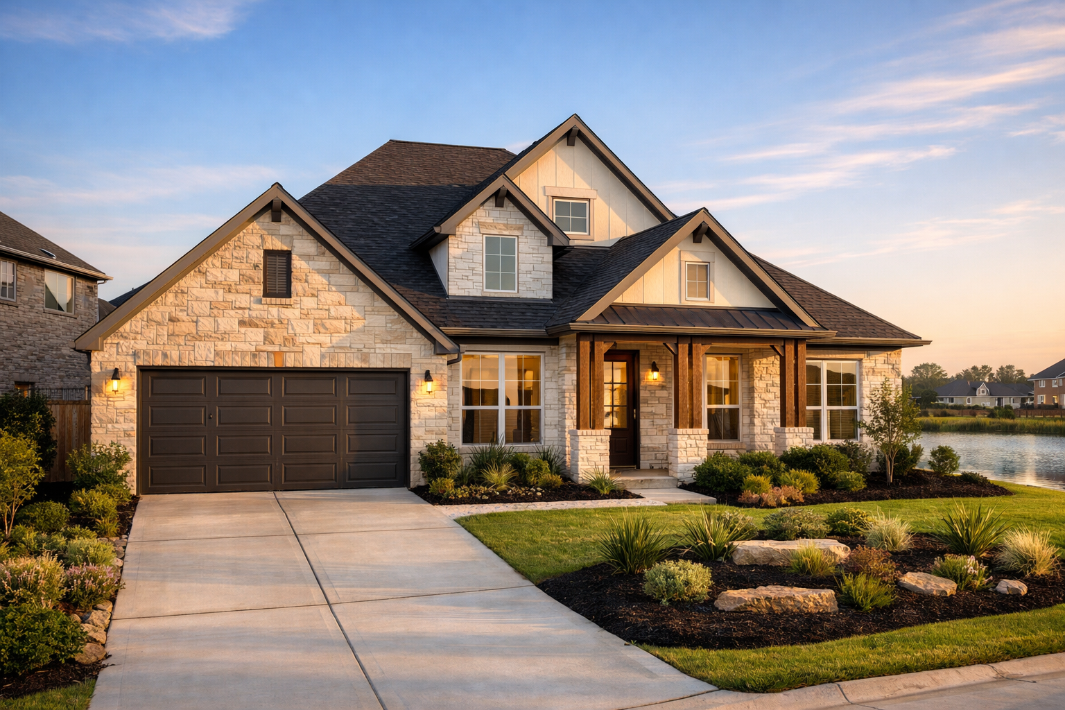 Houston-area new construction home exterior representing whether buyers need a Realtor for builder purchases