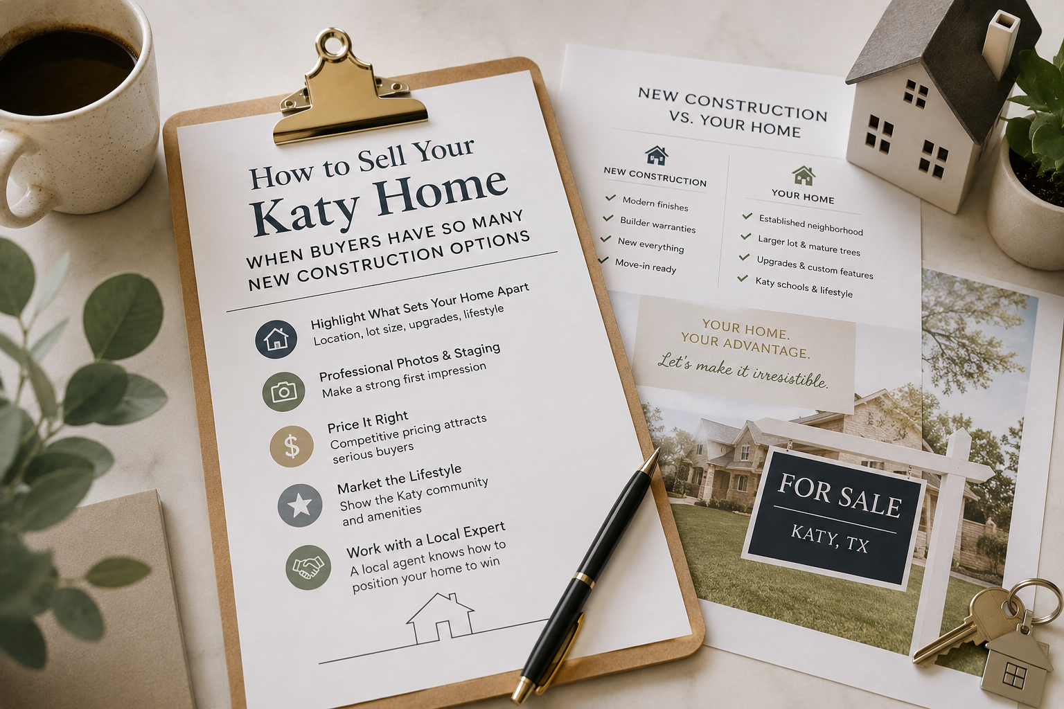 Well-presented Katy, Texas resale home competing with nearby new construction homes