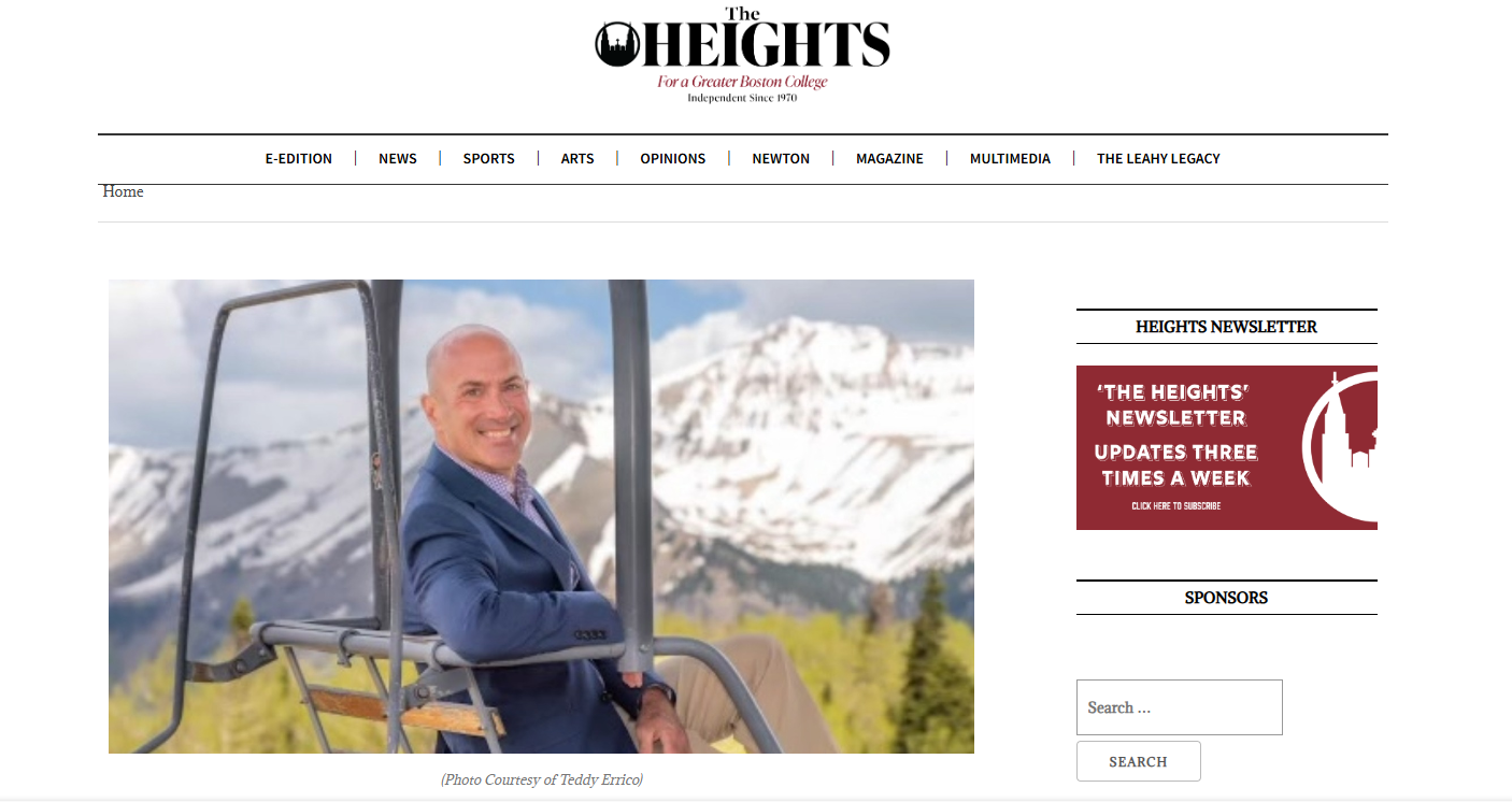 Teddy Featured in the Boston College Heights header image.