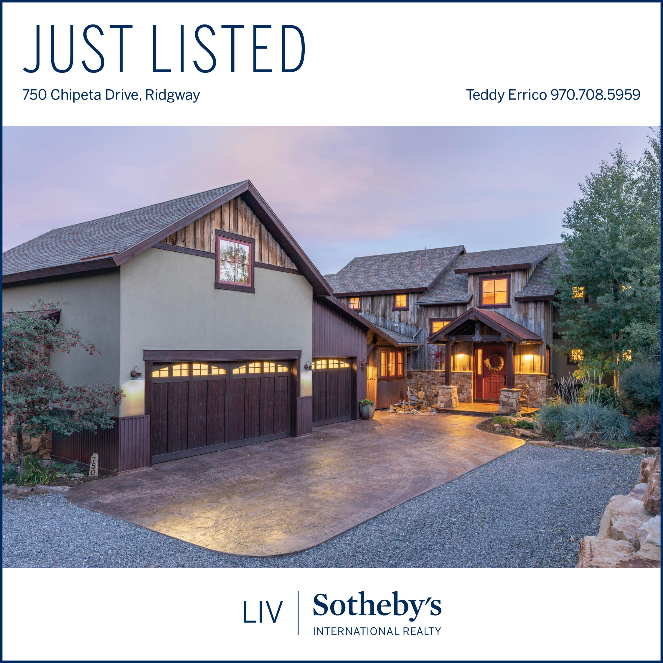 Just Listed by Teddy Errico, 750 Chipeta Drive header image.