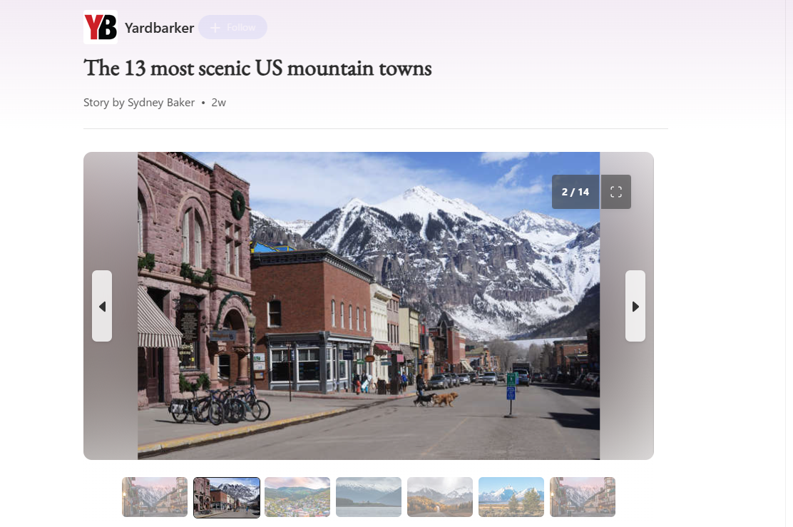 Yardbarker Gives Telluride Props header image.