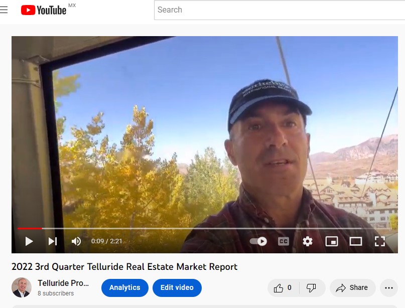 The Video Version of the 3rd Quarter 2022 Telluride Market Report header image.