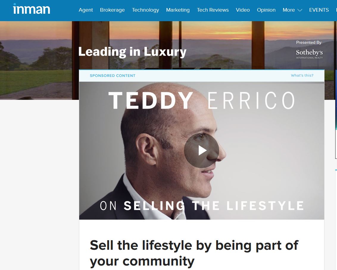 Teddy Errico Featured on Inman News header image.