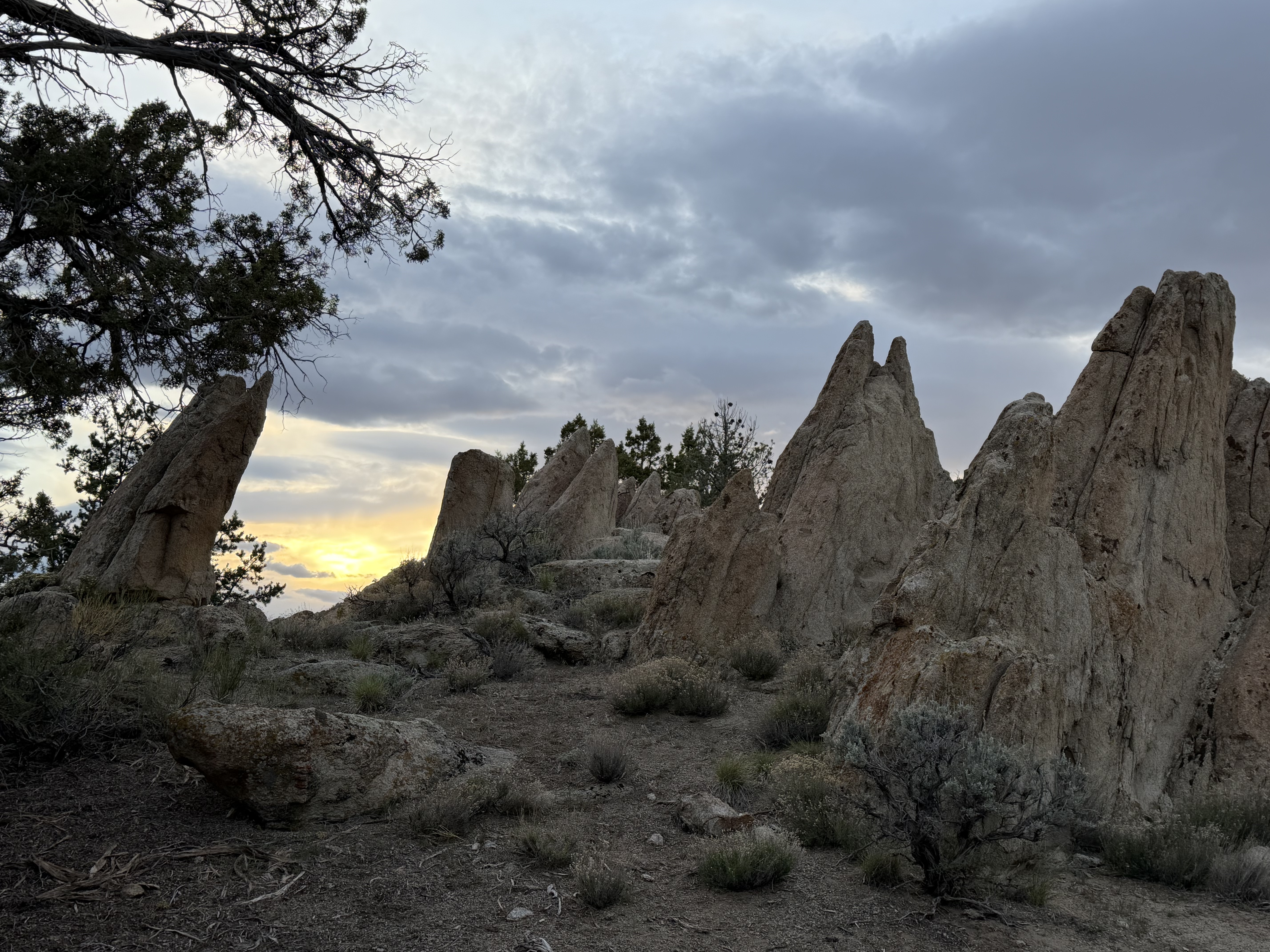 Desert landscape at Three Peaks Recreation Area near Cedar City, Utah during sunset