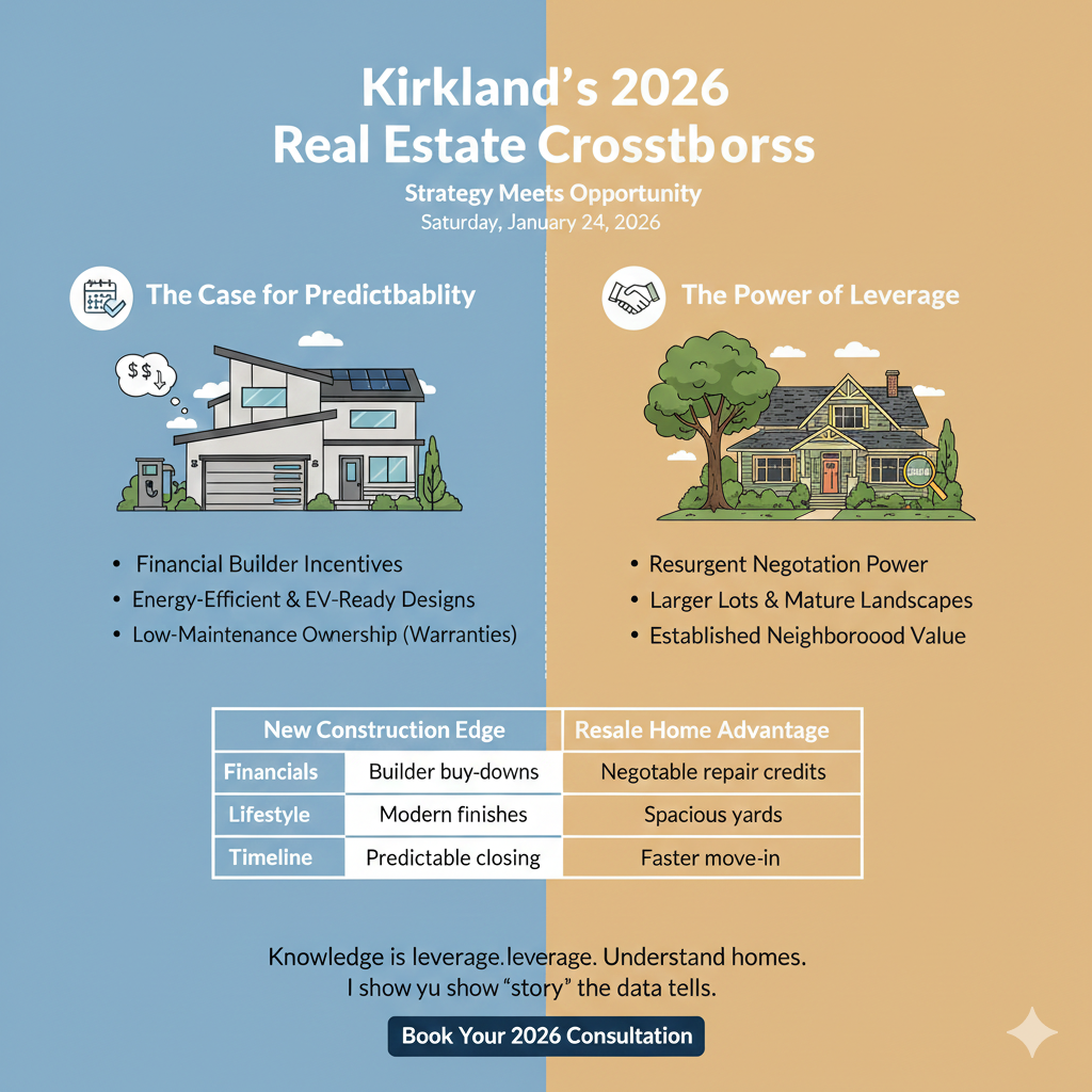 Kirkland’s 2026 Market Shift: The Real Talk on New Construction vs. Resale header image.