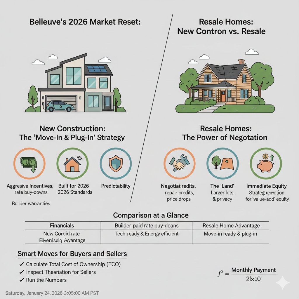 Bellevue’s 2026 Market Reset: The Real Deal on New Construction vs. Resale header image.