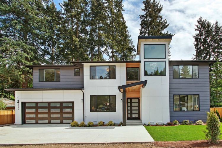 Modern suburban home exterior on the Eastside of Seattle with manicured landscaping and strong curb appeal