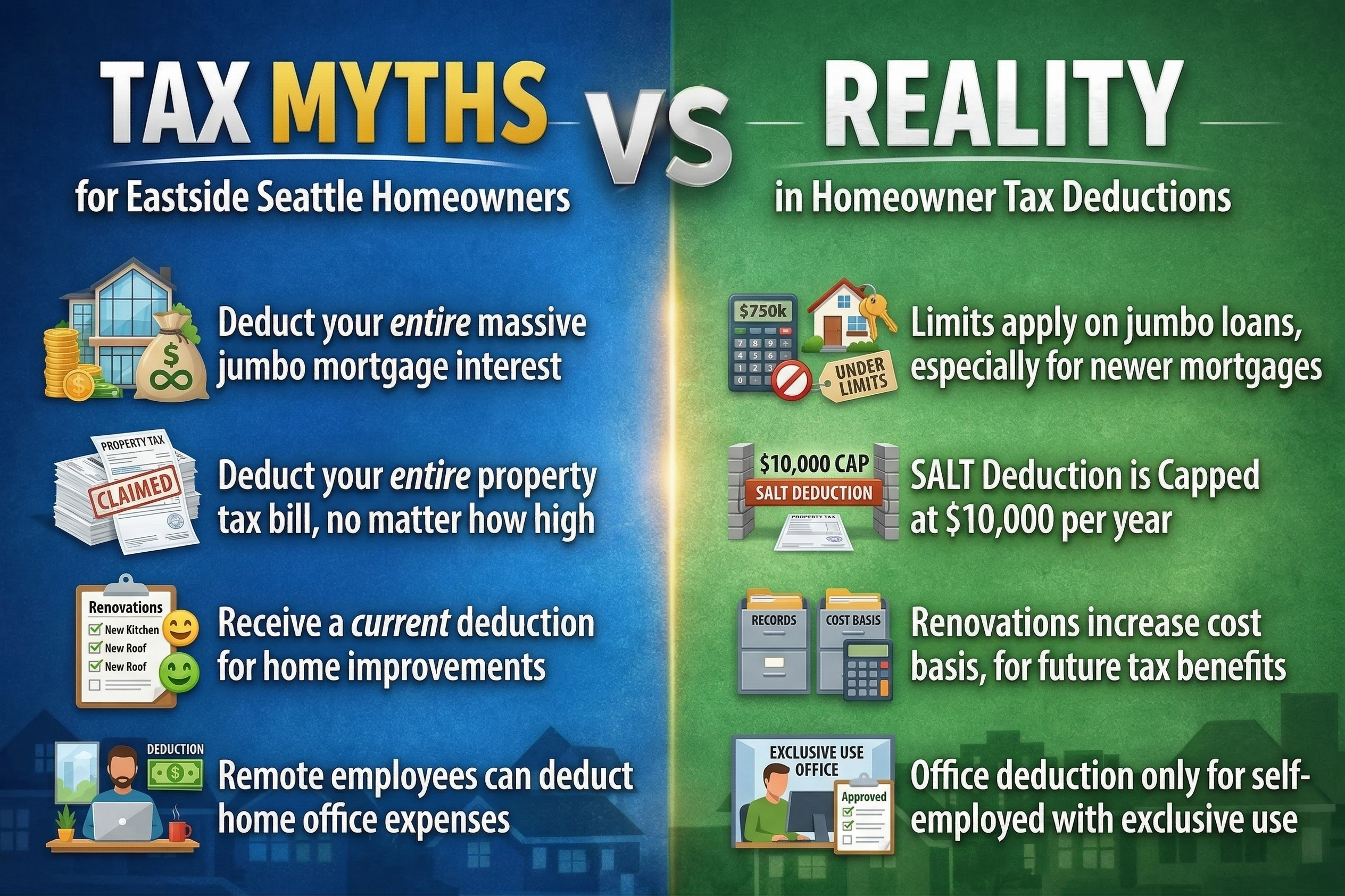 Homeowner Tax Deductions in Eastside Seattle: What's Real, What's a Myth, and What Could Cost You header image.