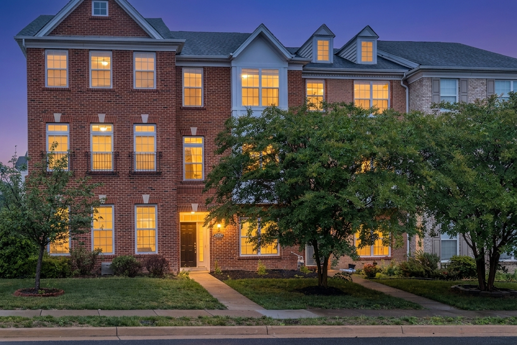 luxury townhome at night