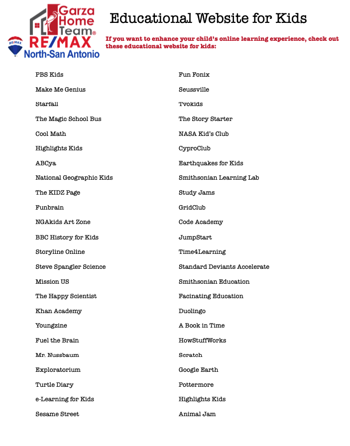 Educational Website for Kids header image.