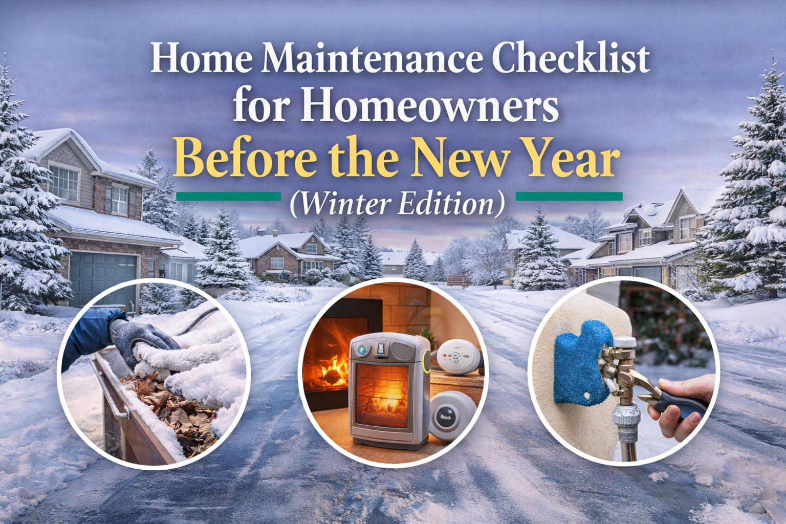 Home Maintenance Checklist for Homeowners Before the New Year (Winter Edition) header image.