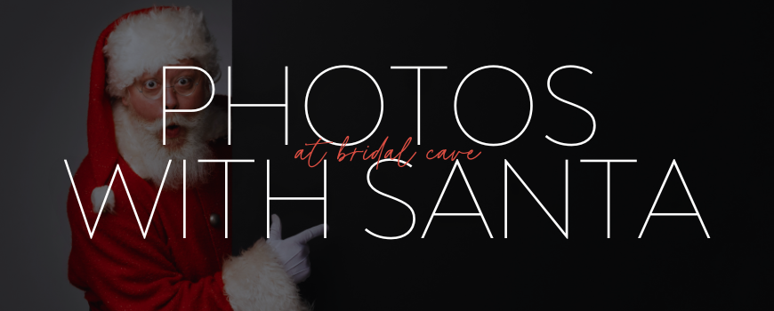 Photos with Santa at Bridal Cave header image.