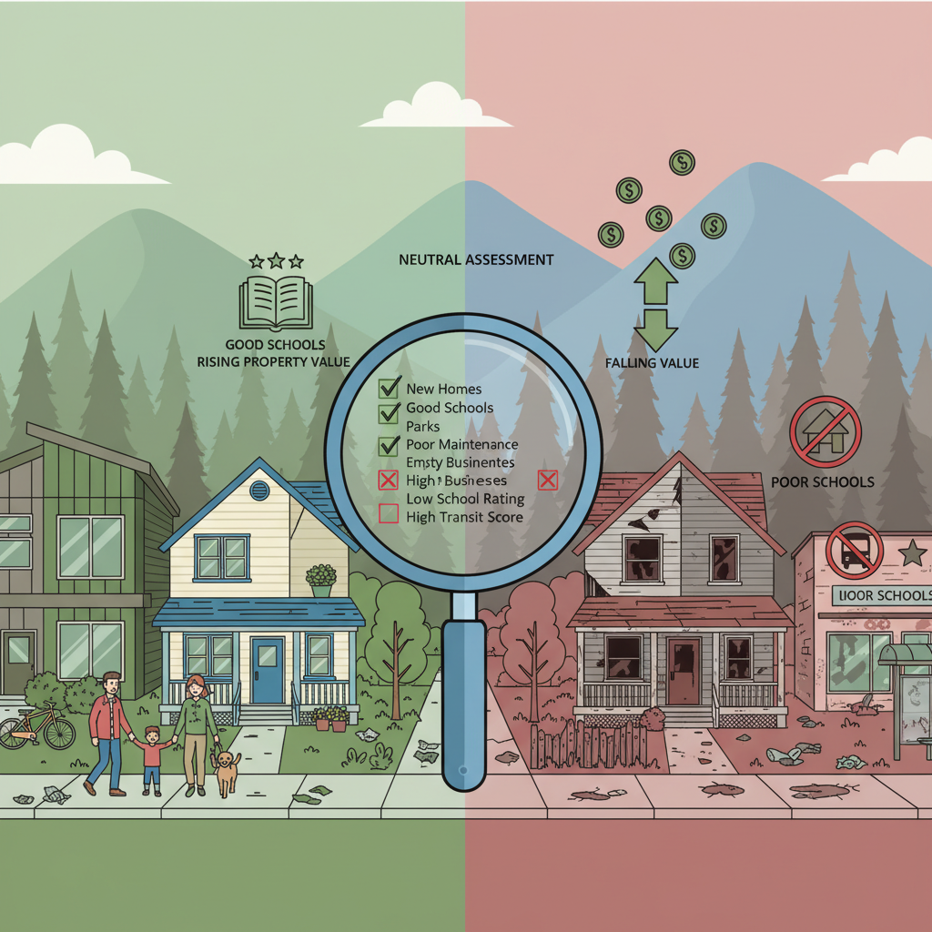 How to evaluate if a neighborhood will increase or decrease in property value - key indicators for homebuyers