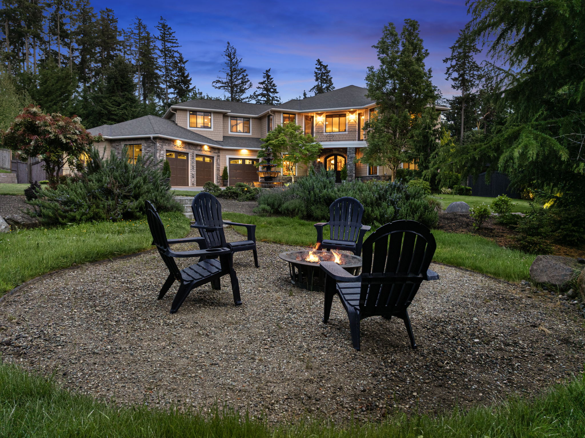 Luxury home at night