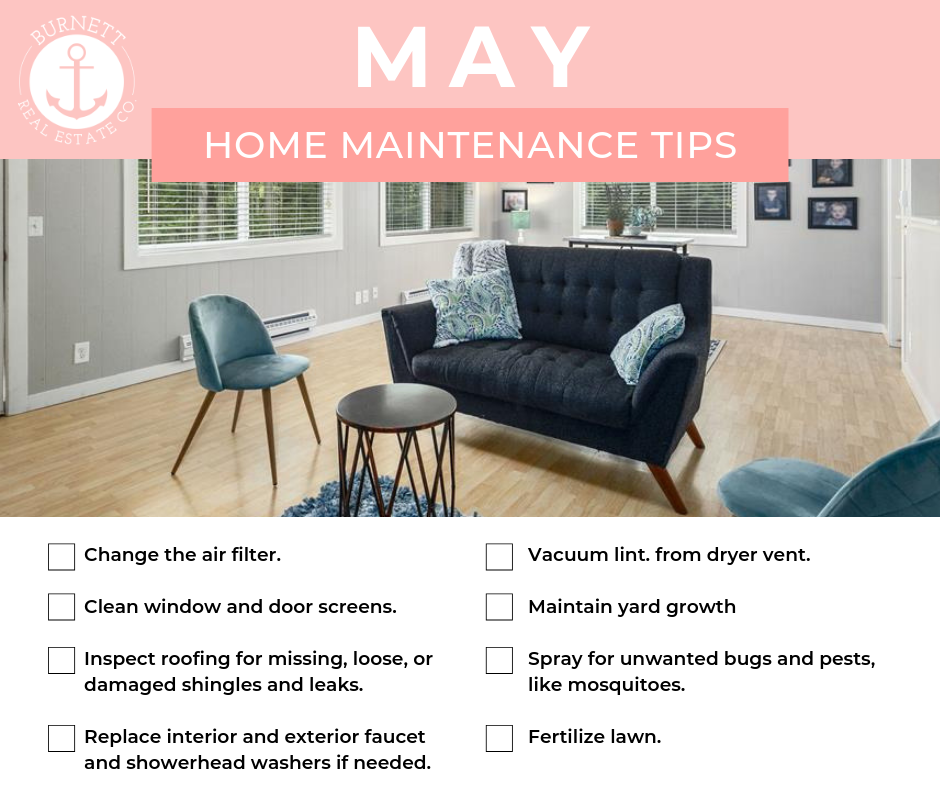 MAY: Home Maintenance Tips header image.