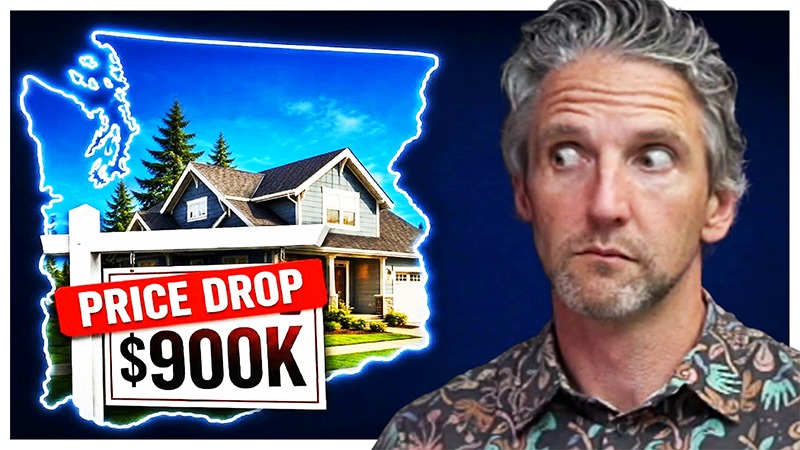 YouTube thumbnail showing a Washington State outline surrounding a suburban home with a large sign reading 