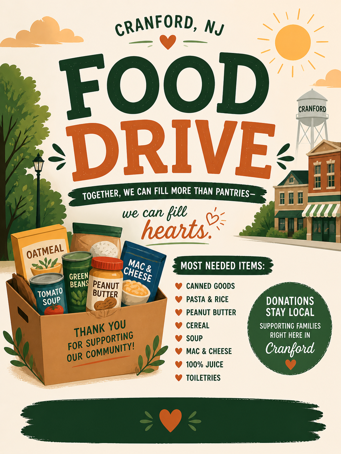Cranford Food Drive May 2026 header image.