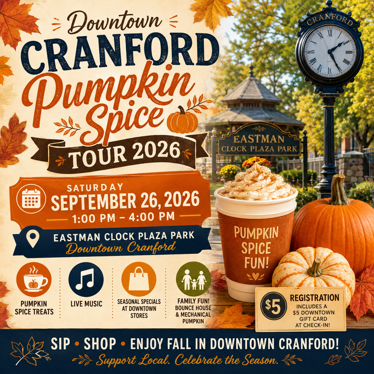 Downtown Cranford Pumpkin Spice Tour 2026 promotional image