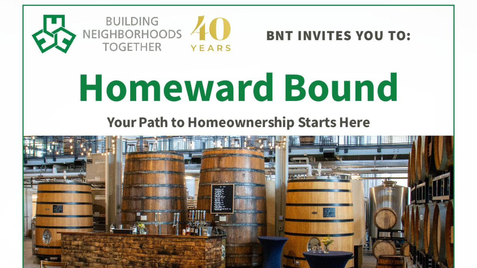 Building Neighborhoods Together Homeward Bound Event Invite