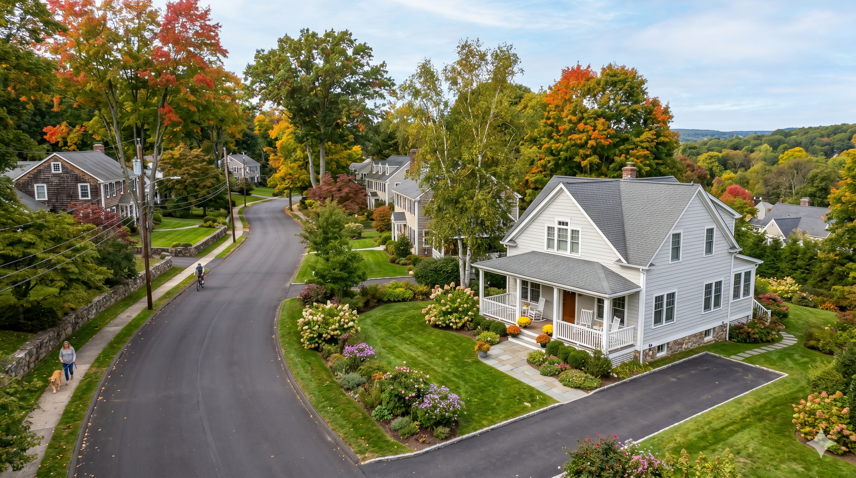 AI image of a residential neighborhood in Connecticut