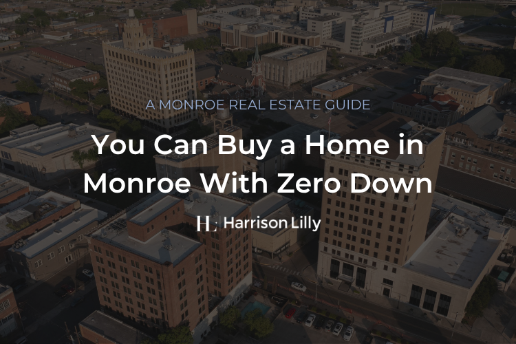 Monroe Louisiana waterfront along the Ouachita River with residential neighborhoods visible