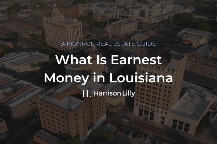 Home buyer reviewing a real estate purchase contract with agent in Monroe Louisiana