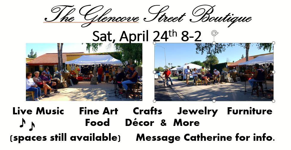 The Glencove Street Boutique Returns April 24th, Saturday 8AM - 2PM header image.
