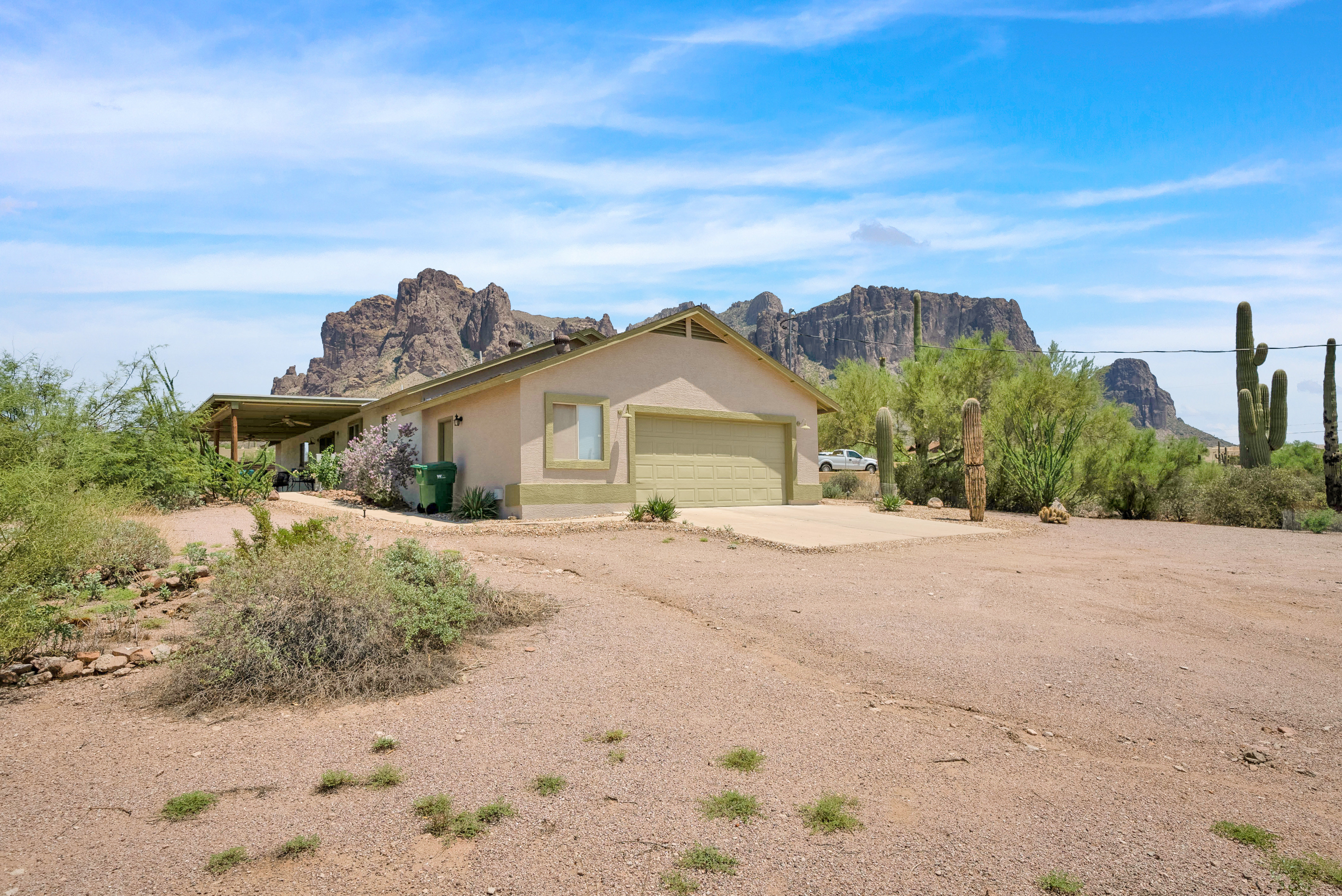 Apache Junction, AZ Home For Sale: 4 Bed 2 Bath Home w/ 2-Car Garage & Superstition Mountain Views! header image.