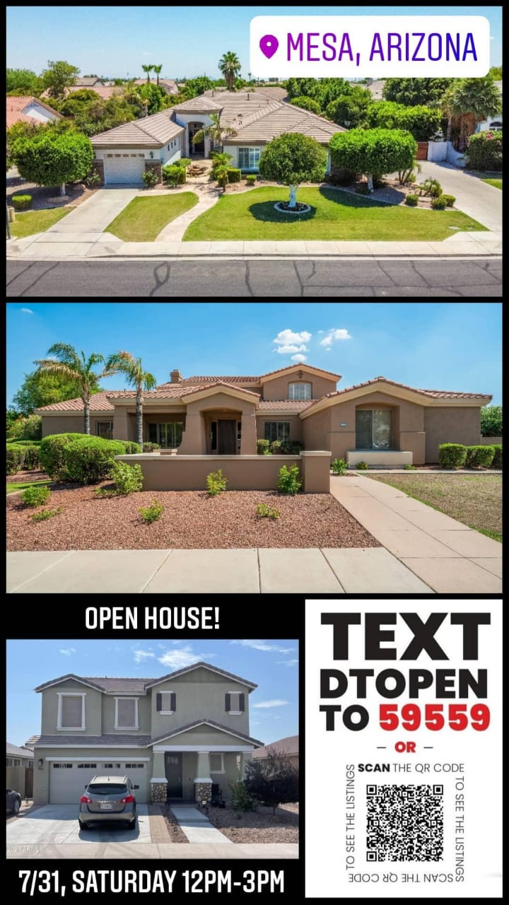 Be Sure To Catch Our 3-Home Mesa, AZ OPEN HOUSE Event This Weekend! 7/31, Saturday 12PM-3PM header image.