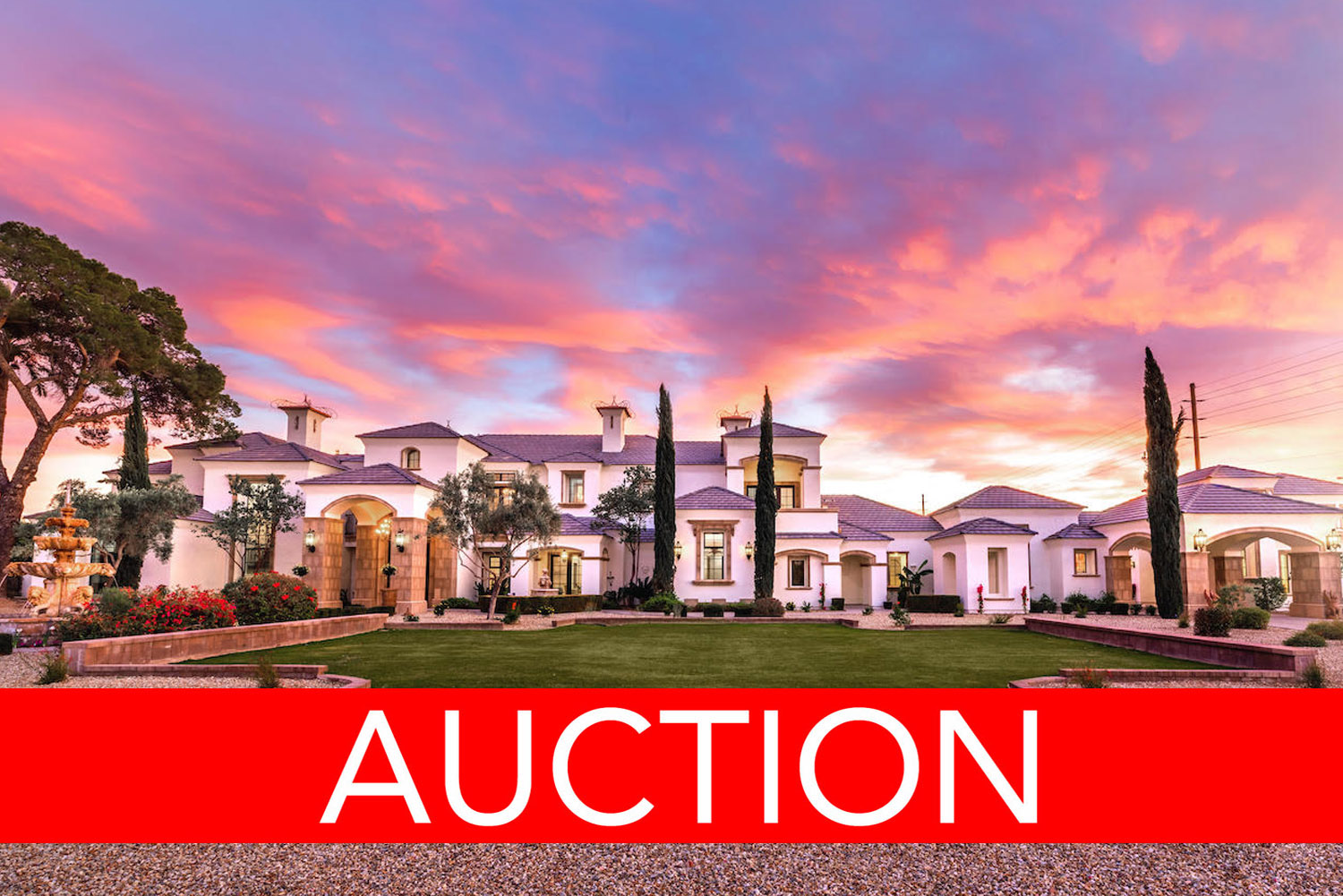 ABSOLUTE LUXURY AUCTION w/ NO RESERVE For Award-winning Mesa, AZ Estate On 2+ Acre Oasis! header image.